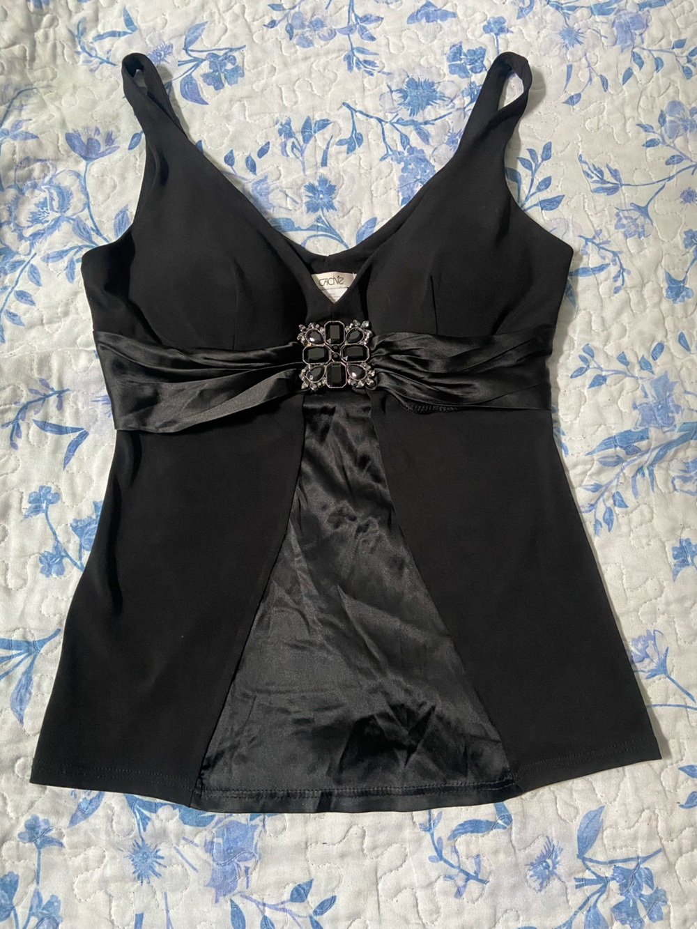 Cache Black Strapless Evening Dress with Jeweled Accent